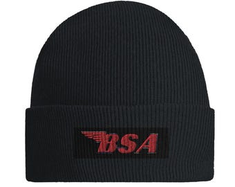 Stylish BSA Logo Black Beanie - Cuffed Warm Hat - Perfect Winter Accessory