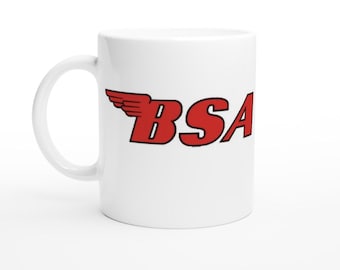 White Ceramic BSA Logo Mug - Dishwasher & Microwave Safe 11oz Coffee Cup - Perfect Gift for Enthusiasts