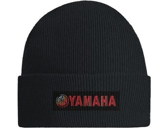Yamaha Logo Black Beanie - Stylish Warmth for Motorcycle Enthusiasts - Cuffed Acrylic Hat