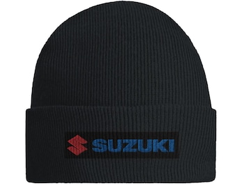 Stylish Black Beanie with Suzuki Logo - Warm Winter Accessory