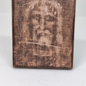 Shroud of Turin Face Icon Magnet – Wooden Handmade Christian Magnet 3.15&quot;x2.36&quot; – Holy Face of Jesus – Religious Mystery Gift