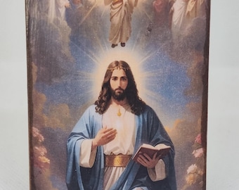Handmade Jesus Christ Icon: Byzantine Orthodox Art, Magnetic Wood Plaque
