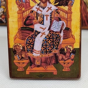Christ the Great High Priest Icon – Orthodox Wooden Magnet –  Christian religious art gift