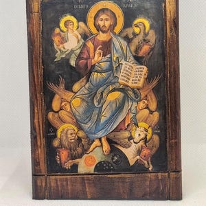 Christ Pantocrator Icon: Byzantine Orthodox Handcrafted Wood Art (10x15 cm)