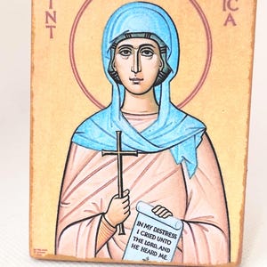 Saint Monica Icon – Orthodox Wooden Magnet 8x6 cm – Patron Saint of Mothers and Prayer