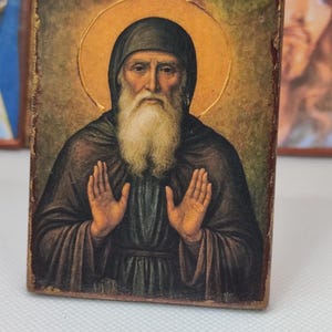 Saint Seraphim of Sarov – Orthodox Christian Icon Magnet, Russian Style, Handmade Wooden Art, 3.15&quot;x2.36&quot;