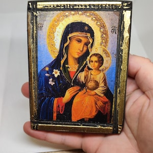 Our Lady of Perpetual Help Icon – Handmade Wooden Orthodox Icon – Byzantine Religious Art