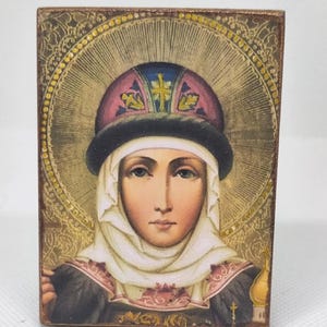 Saint Olga of Kyiv Icon – Handmade Wooden Orthodox Plaque – Christian Religious Art