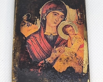 Orthodox Wooden Icon of Virgin Mary & Child | Handmade Christian Art