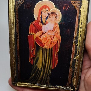 Handmade Orthodox Icon of the Virgin Mary and Christ Child
