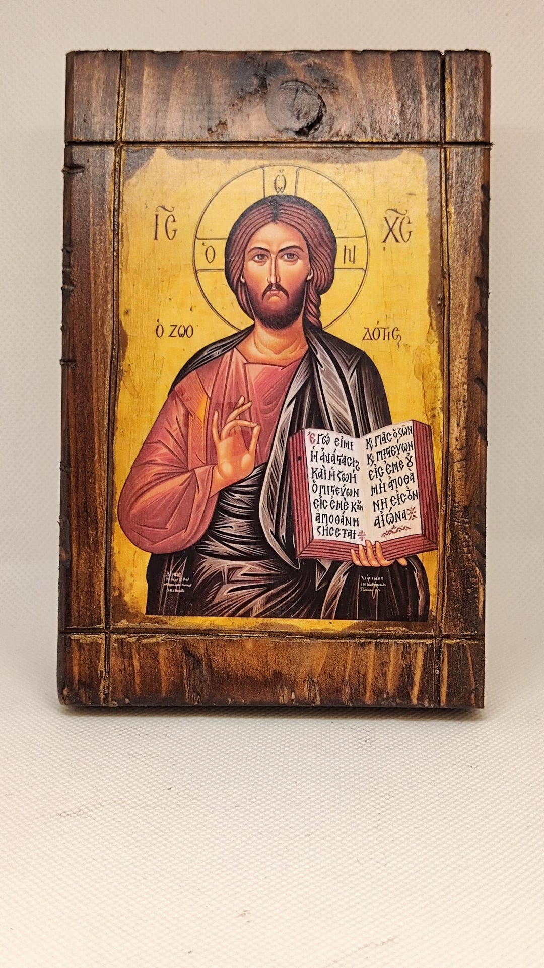 Jesus Christ Pantocrator Wooden Icon – Handmade Orthodox Christian Icon ...