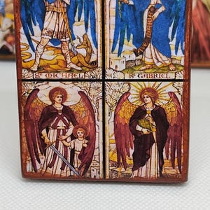 Four Archangels Icon – Orthodox Wooden Magnet –  Archangel Michael and Gabriel icon –  Spiritual Christian gift(8x6 cm / 3.15x2.36 in)