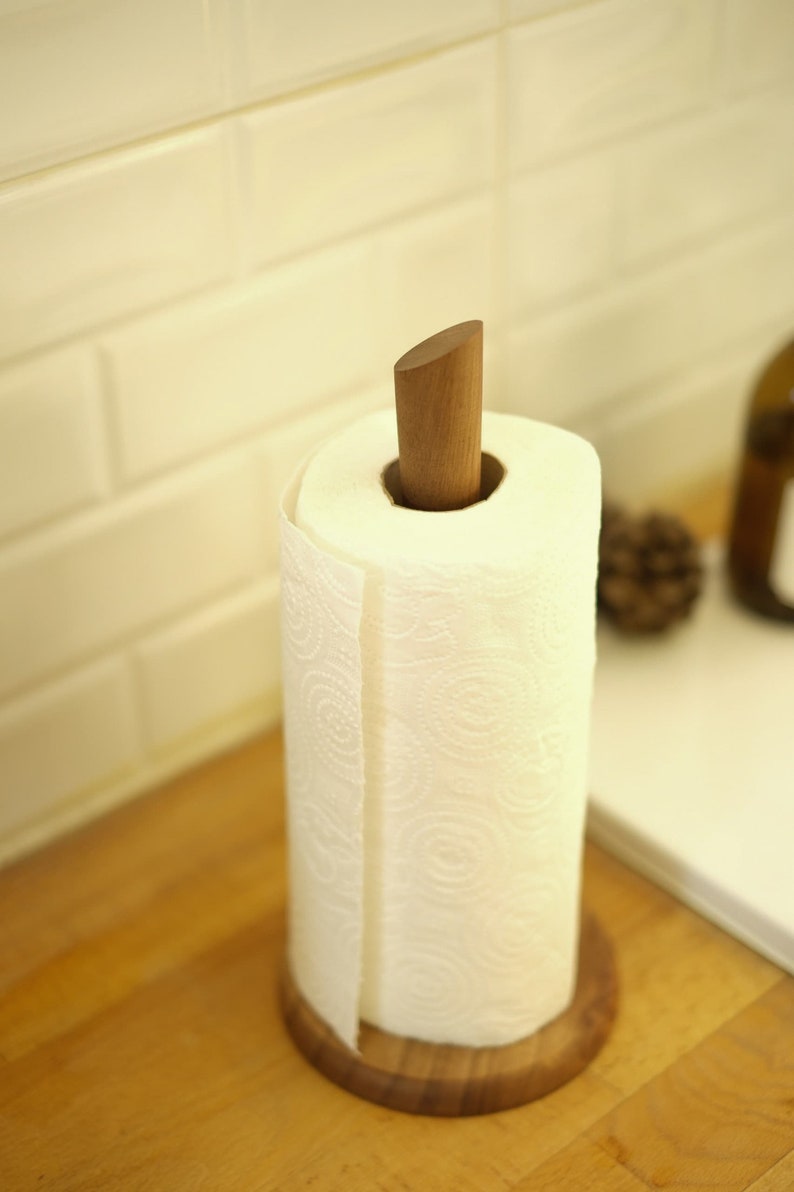 Walnut Paper Towel Holder / Kitchen Paper Towel Rack / Paper Towel