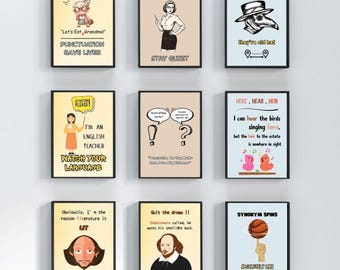Funny Grammar Posters (Set of 11): Sarcastic English Teacher Printables (Digital Download)