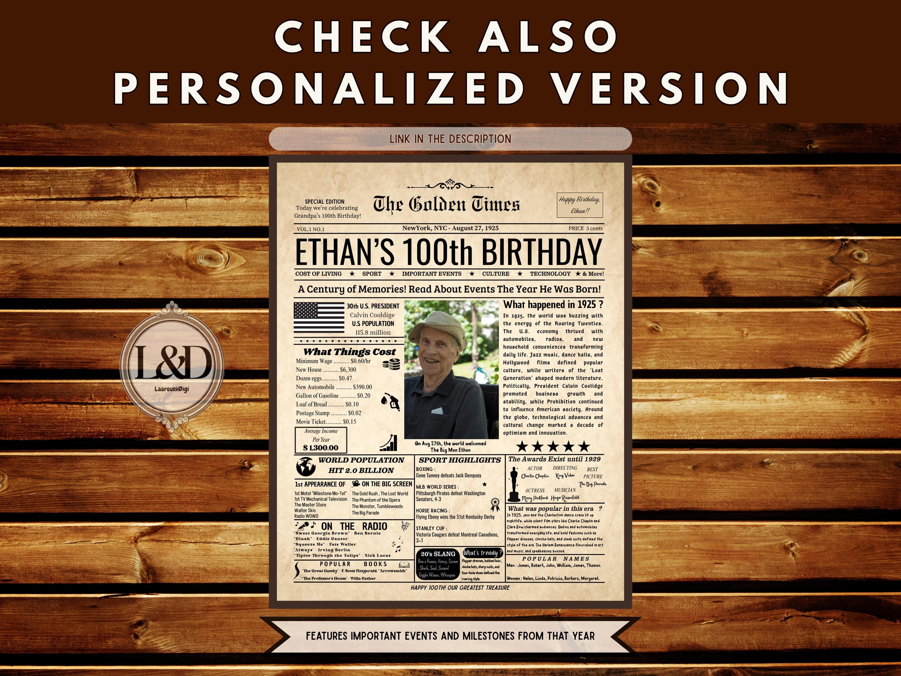 Back in 1935 Newspaper Poster | 90th Birthday or Anniversary Gift | 90 ...