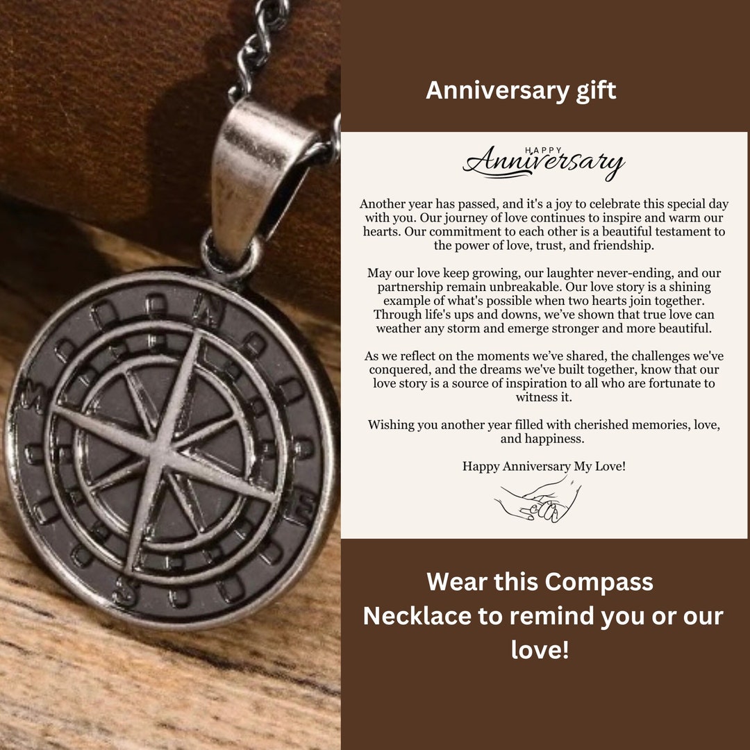 Personalized Mens Compass Necklace Gift for Anniversary Etsy