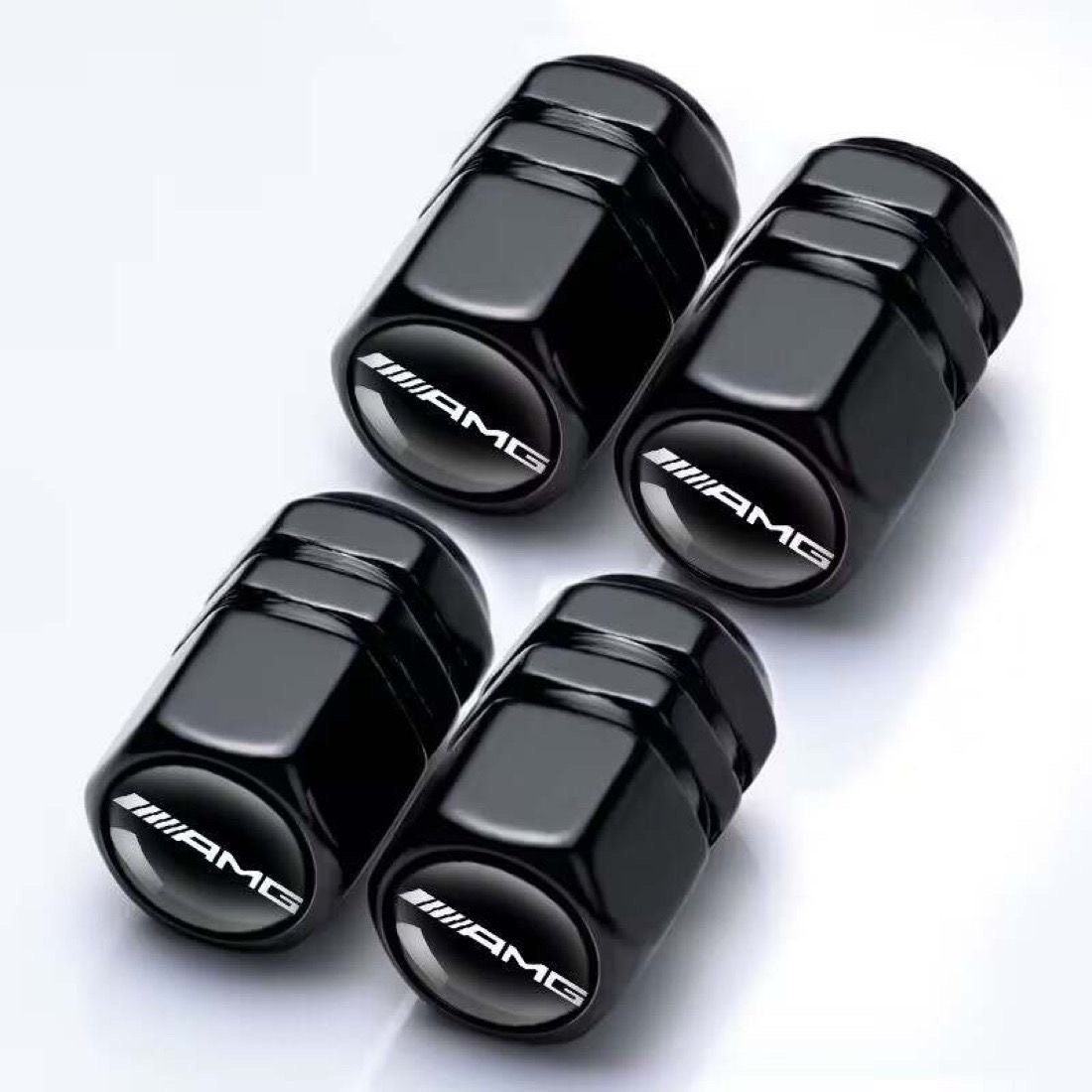 AMG Wheel Valve Caps Set of 4 Universal Fit Mercedes X4 High Quality Valve Caps Fast Delivery