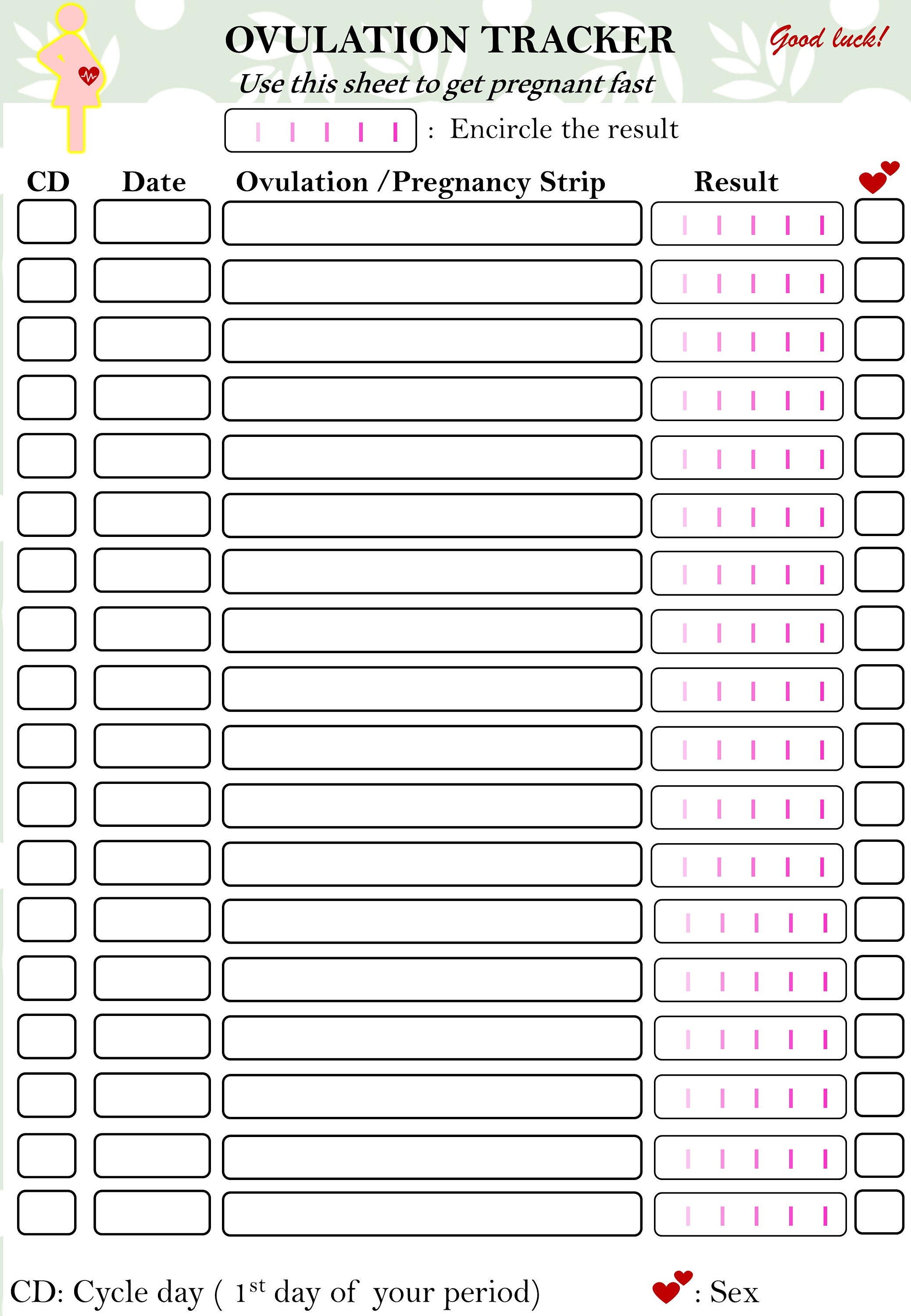 Ovulation Tracker, Ovulation Test Chart, Fertility Tracker, Trying to