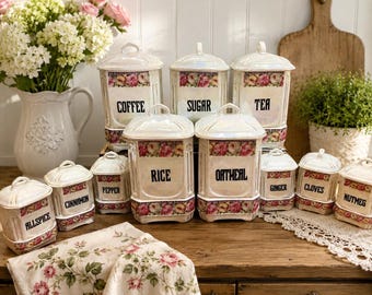 1989 Lenox Spice Village Spice Jar Set of 23 Houses & Wooden Rack