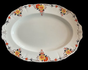 Alfred Meakin England Art Deco 1930 Vibrant Floral “Osiris” Shape Platter