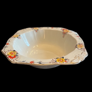 Alfred Meakin Art Deco Octagon Servierschale - 1930er Jahre Floral Dish, Vintage Englische Salatschüssel mit Goldrand, Cottagecore Essdekor