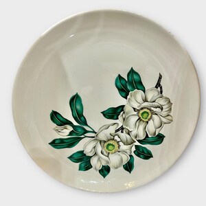 Soverign Potters Earthenware 12.25” serving platter in pattern Magnolia 1069 51, round serving dish, magnolia, floral plate, Christmas