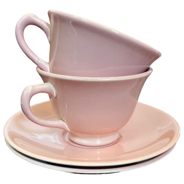 Vintage pair of  1930's Taylor, Smith & Taylor China Company Lu-ray pastels Sharon Pink  USA cup and saucer