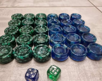 Handgemachte Backgammon Chips Dame aus Resin|Resin art| Handgemachtes Resin Dame Brettspiel | Einzigartige Schachbrettstücke |Geschenk für Ihn
