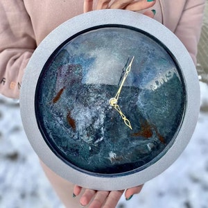 Handmade Epoxy Resin Wood Clock: Silent Desk or Wall Decor
