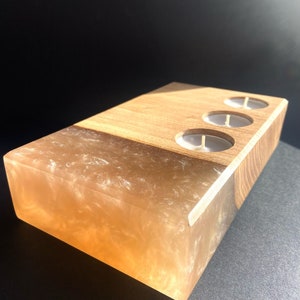 Candle holder made of elm wood and epoxy resin For tea candles 38mm| Handmade wood resin candle holder|Unick Home decor| Tea light holder