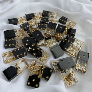 Epoxy resin Handmade dominoes chips|Luxury collectible dominoes|Green resin domino|Black gold resin domino|Resin Art|Gift for him|Board Game