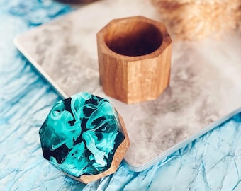 Handgemachte kleine Holz Schmuckschatulle mit Epoxidharz grün Farbe|Holz Harz Aufbewahrungsbox|Epoxidharz Schatulle Andenken Box|Geschenk für sie