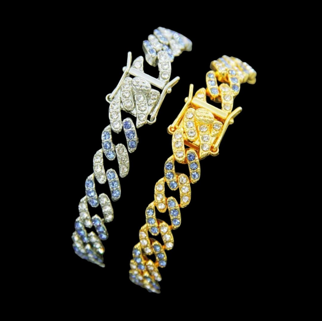 9mm Hip Hop Iced Out Cuban Link Bracelet Miami Cuban Link Etsy