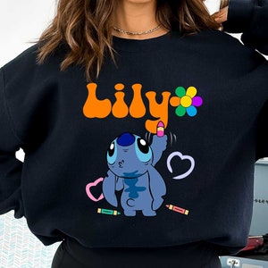 Custom Stitch Sweatshirt, Personalized School Tee, Stitch School T-Shirt, Pupil Name Shirt, Teacher Tee, Student Name Tee, School Sweatshirt