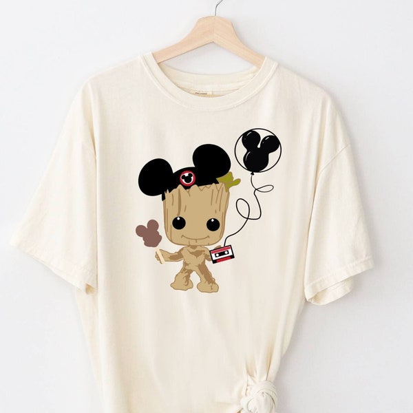 Groot Disney Shirt, Halloween Groot T-shirt, Mickey Ears Tee, Groot With Balloon Shirt, Comfort Colors T-shirt, Disney Lover, Baby Groot Tee