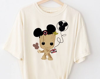 Groot Disney Shirt, Halloween Groot T-shirt, Mickey Ears Tee, Groot With Balloon Shirt, Comfort Colors T-shirt, Disney Lover, Baby Groot Tee