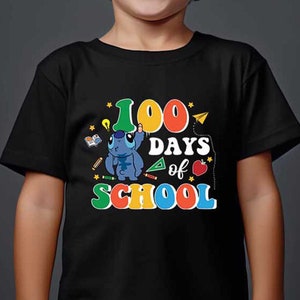 Stitch 100 Days Shirt, Stitch School Tee, Teacher Sweatshirt, Gift For Students, Stitch Pupils Tee, 1st Grade Pupil Tee, 100 Days School Tee