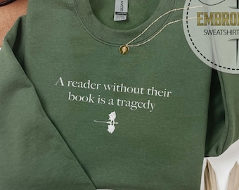 Embroidered Reader Quote Sweatshirt, Fourth Wing Hoodie, Dragon Rider Crew, Basgiath War College, Romantasy Bookish, Book Lover Gift