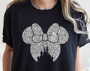 Comfort Colors Shirt, Magic World Shirt, Minnie Mouse T-Shirt, Faux Glitter Tee, Disney Women Shirt, Disney Vacation Tee, Disney Trip Shirt