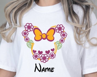 Comfort Colors Shirt, Custom Minnie Tee, Floral Minnie Tee, Minnie Head Shirt, Disney Minnie Tee, Women Gift Tee, Minnie Name Shirt