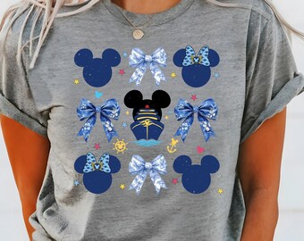 Mickey Cruise Trip Shirt, Nautical Bow Tee, Family Vacation Disney Outfit, Ocean Theme Top, Retro Magic Tee, Mickey Ocean Tee