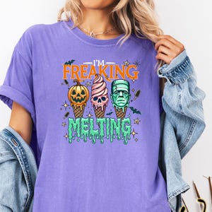 Comfort Colors I’m Freaking Melting Tee, Spooky Halloween Ice Cream Shirt, Cute Summerween T-shirt, Funny Halloween Gift, Funny Spooky Shirt
