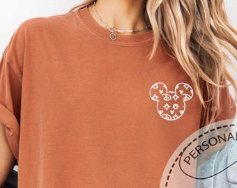 Mickey Head Embroidered Tee, Disney Ear Stitch Comfort Colors Shirt, Minimal Disney Trip Gift, Cute Park Outfit Shirt, Disney Shirt