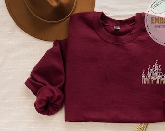 Disney Castle Hoodie, Embroidered Sweatshirt, Theme Park Outfit, Fairytale Fantasy Gift, Magical Adventure Apparel, Disneyland Hoodie