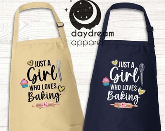 Sólo una chica a la que le encanta hornear delantal, delantal para niñas, delantal de cocina divertido, regalo para hija, regalo de mujer, delantal de San Valentín, lindo delantal para hornear
