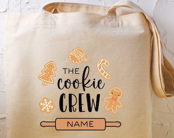 Custom Cookie Tote, Cookie Crew Tote, Name Tote Bag, Xmas Tote Gift, Xmas Gingerbread Tote Bag, Christmas Cookies Bag, Ginger Cookies Bag