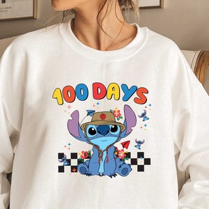 Stitch 100 Days Sweatshirt, Stitch School Shirt, Stitch Pupils Tee, 100 Days School Tee, First Grade Tee, Gift For Pupil, Teacher Sweatshirt