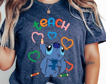Stitch Teach Shirt, Teach T-Shirt, Stitch Teacher Tee, Teach Love Inspire Tee, First Day School Tee, Teacher Life Tee, Stitch School Shirt