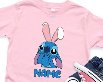 Custom Stitch T-Shirt, Bunny Stitch Tee, Easter Stitch Shirt, Stitch Name T-Shirt, Easter Day T-Shirt, Custom Stitch Onesie, Stitch Kids Tee
