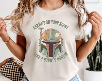 Karma’s On Your Scent Comfort Colors Tee, Like A Bounty Hunter Star Wars Tee, Disney Mandalorian T-shirt, Retro Galaxy’s Edge Shirt